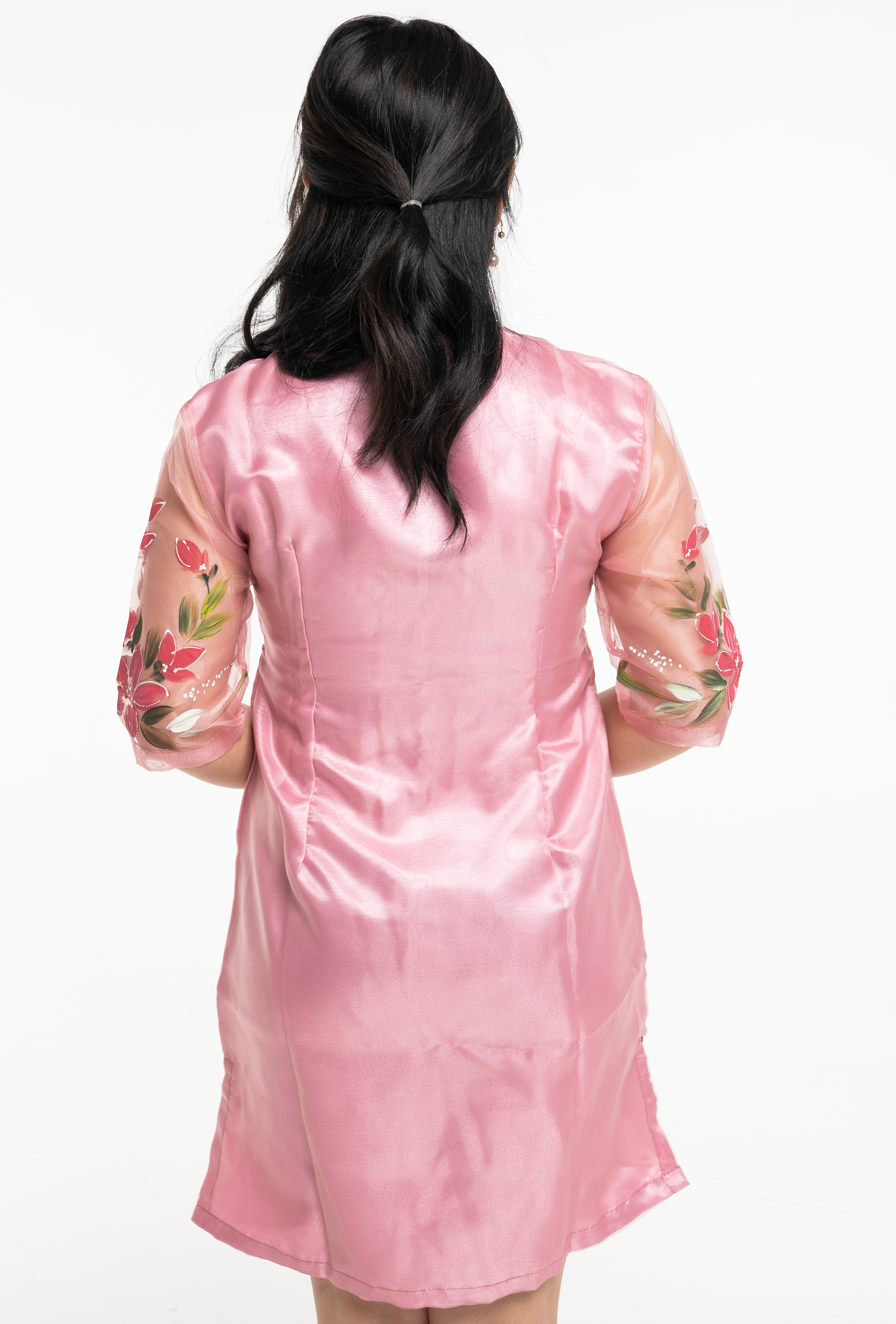 Pink Organza Barong Midi Dress