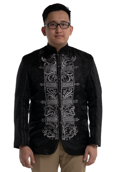 Black Satin Barong Tagalog Coat