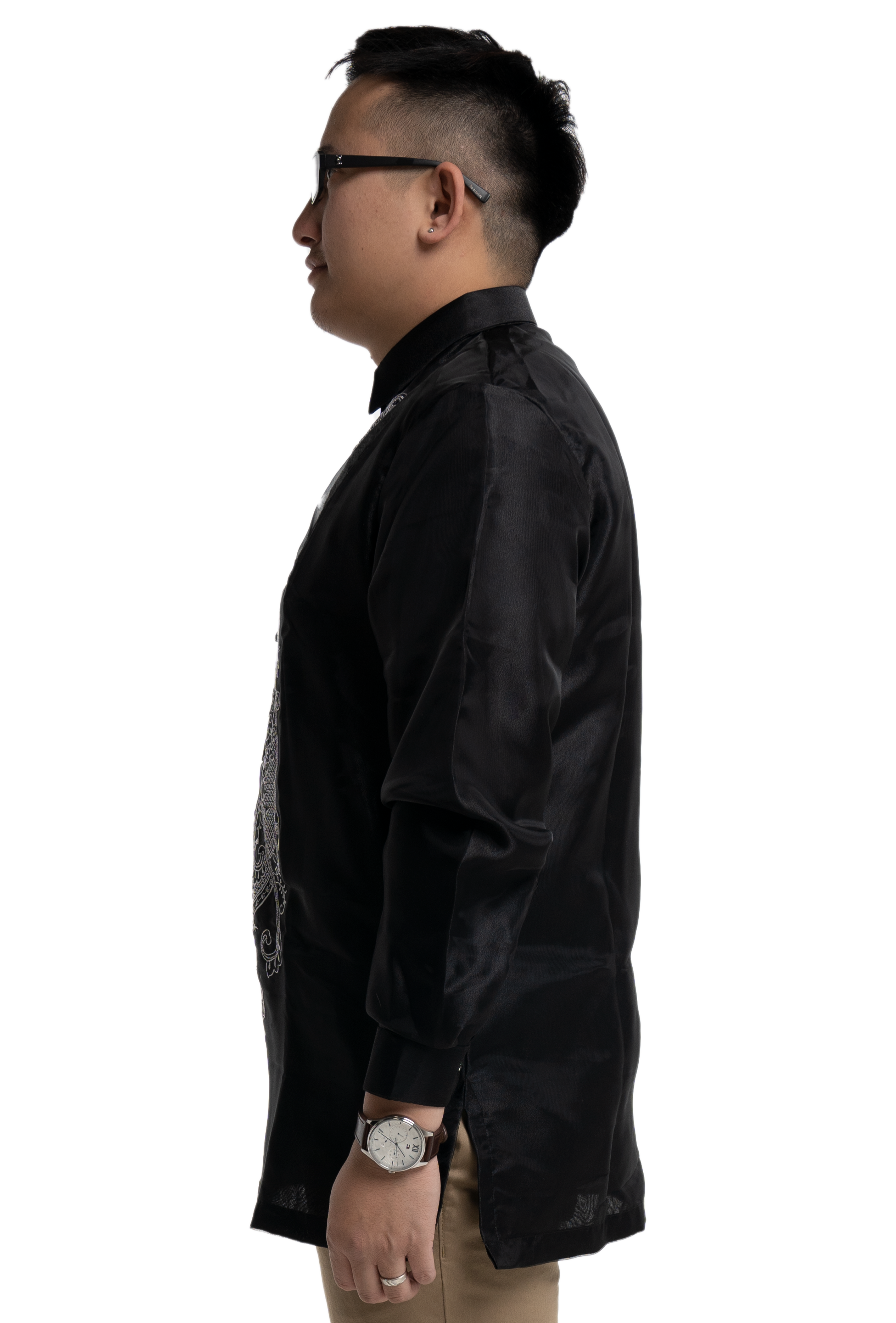 Black Satin Barong Tagalog