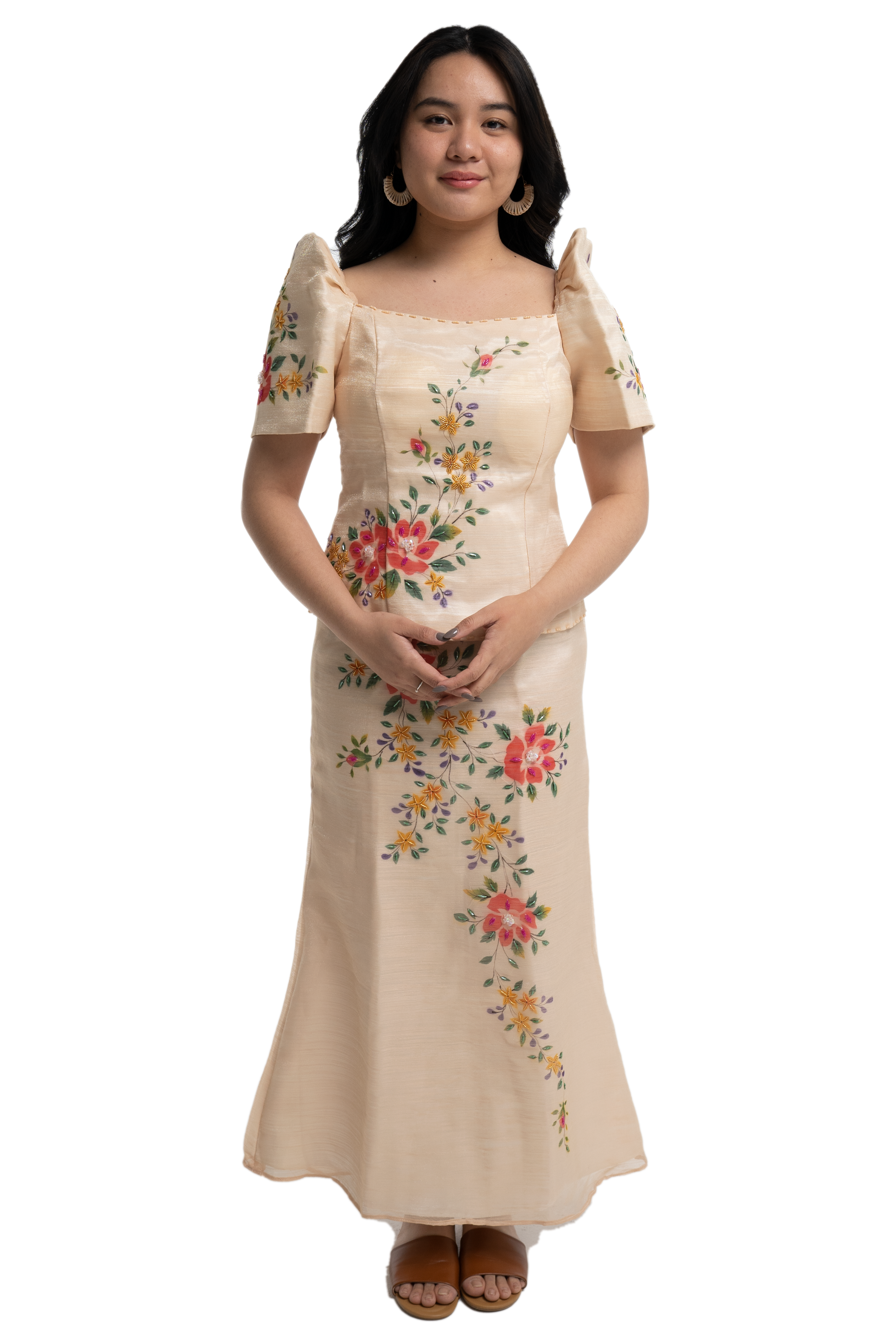 Organza Floral Hand-painted Filipiniana Baro't Saya