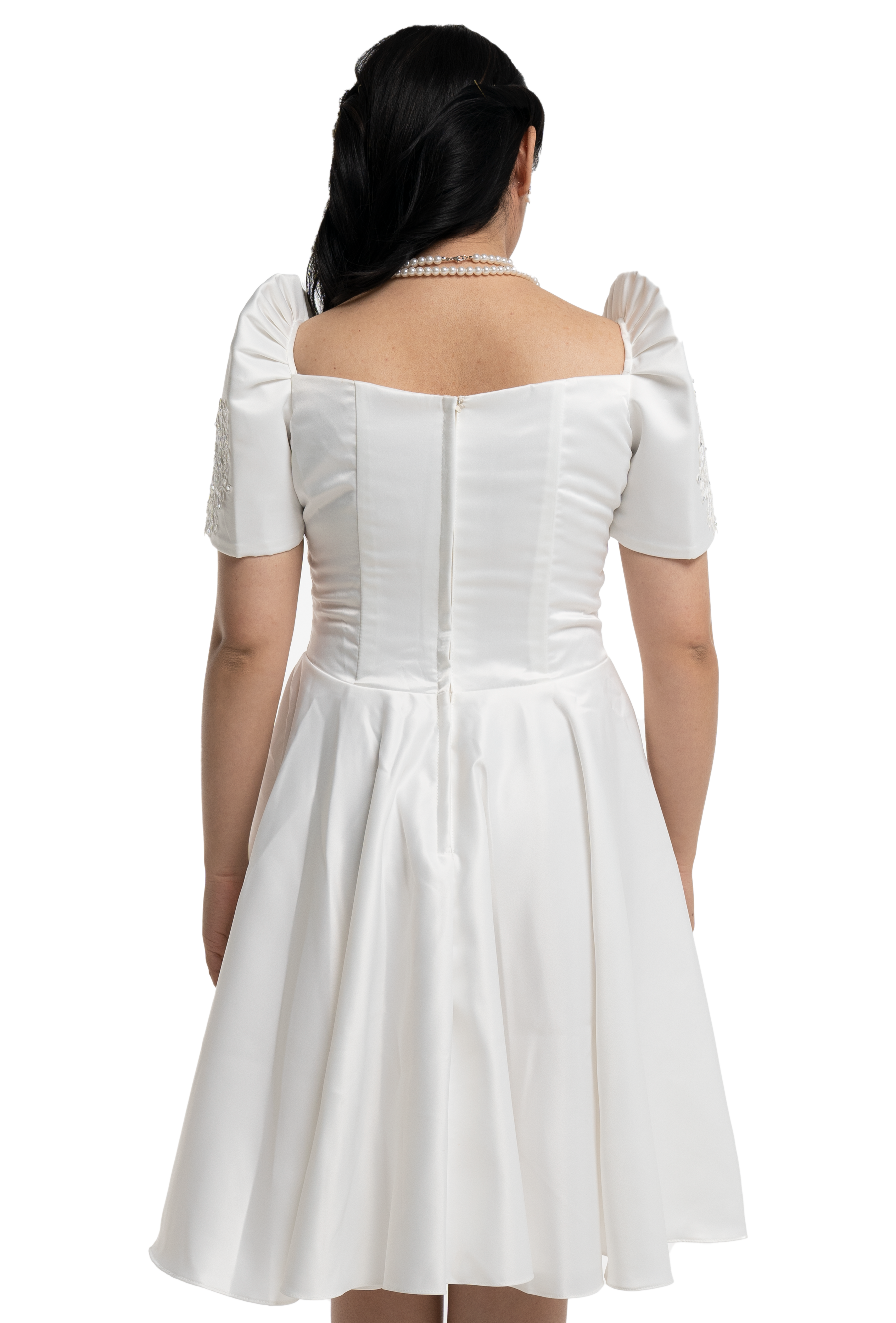 Duchess White Filipiniana Dress Back View