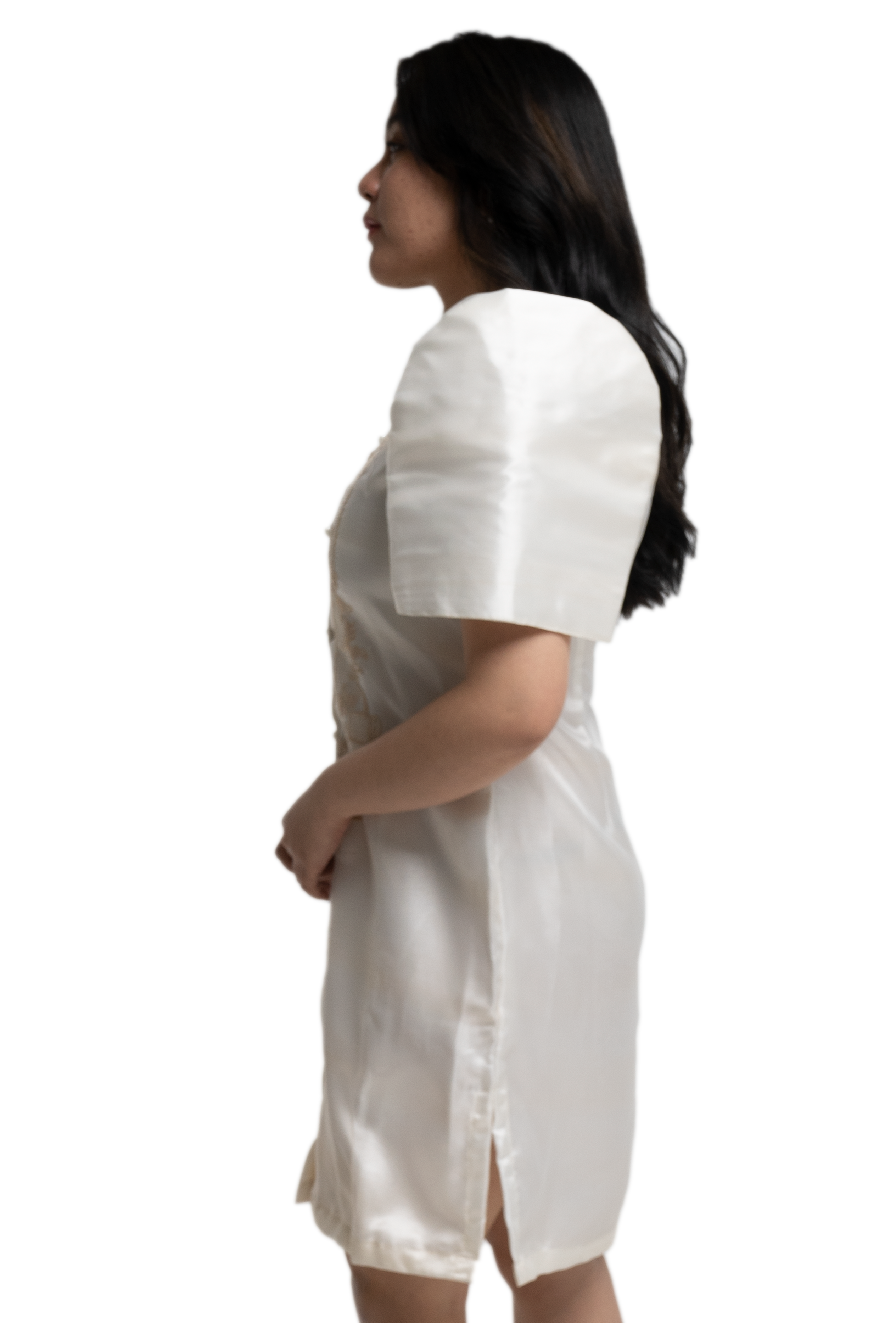 White Mestiza Sleeve Barong Dress