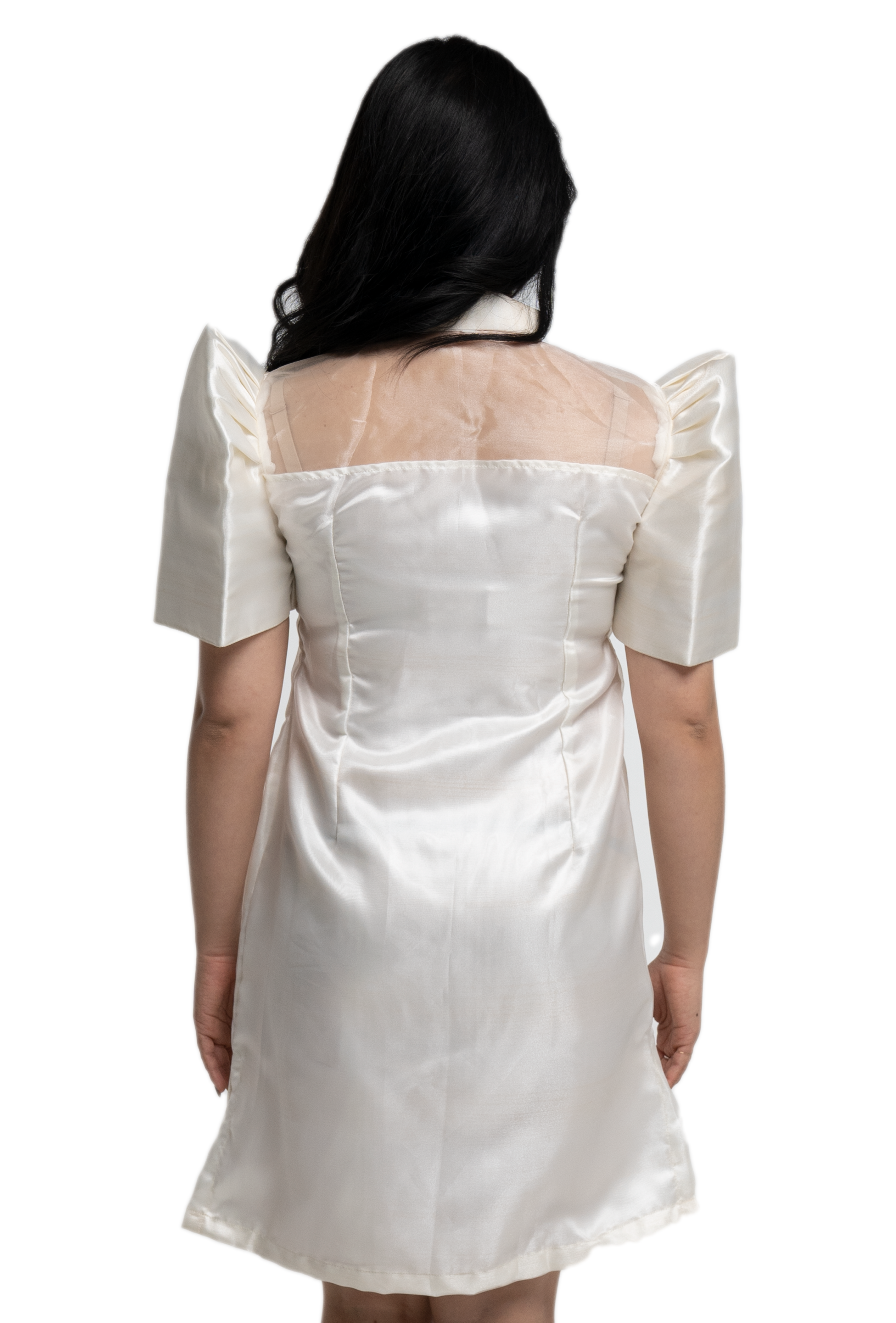 White Barong Dress Back View