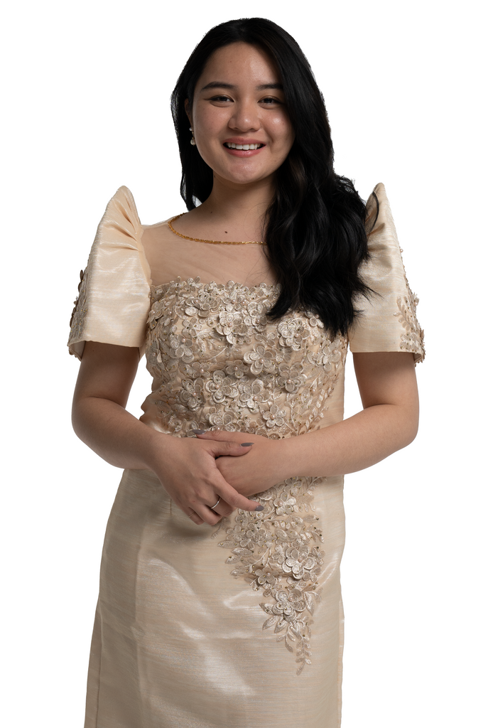 Duchess White Modern Filipiniana Midi Dress - Sandra - MR512 – Barong World