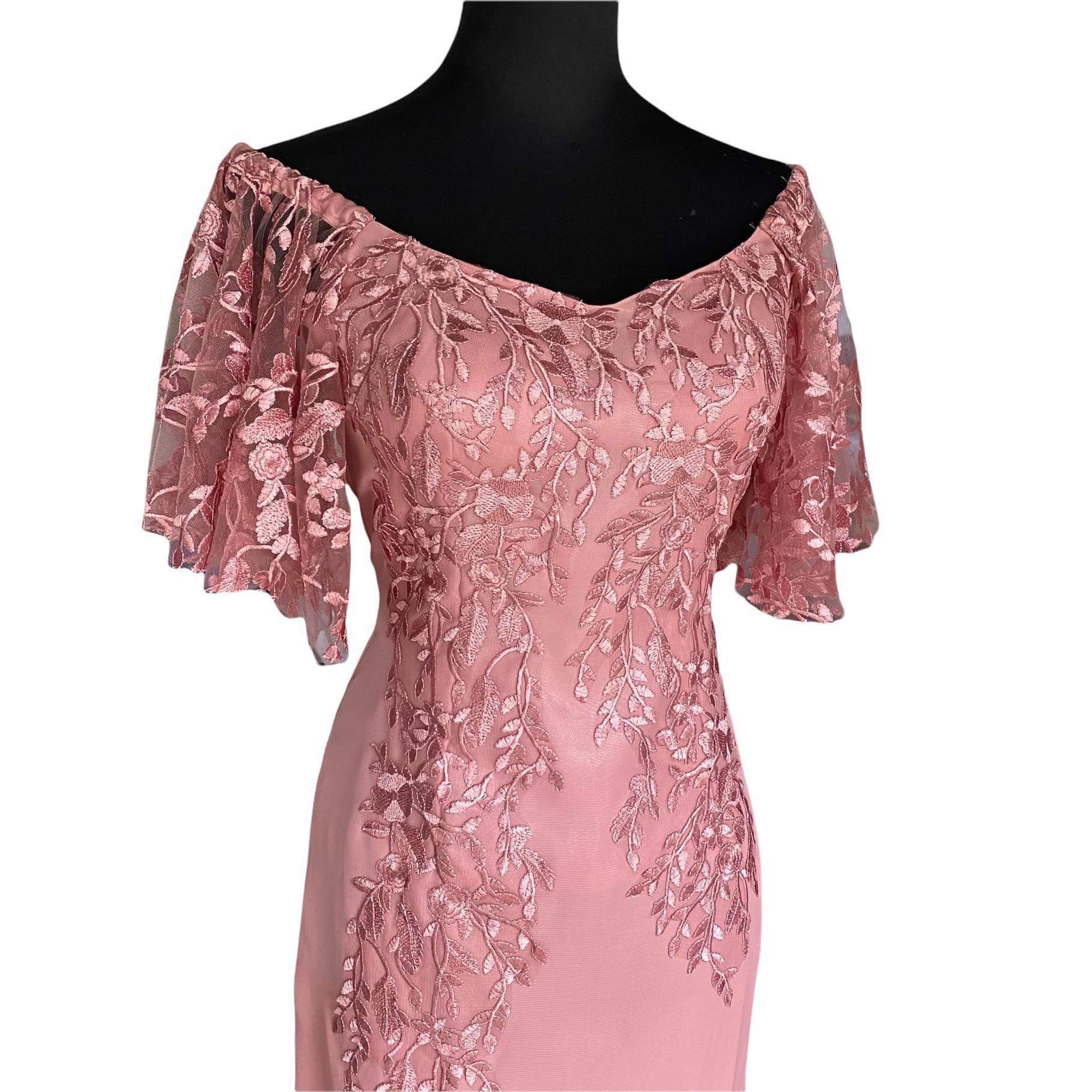 pink barong dress Luntian Filipiniana Mini Dress Blush Pink