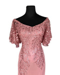 Premium Pink Filipiniana Long Gown with Lace Design