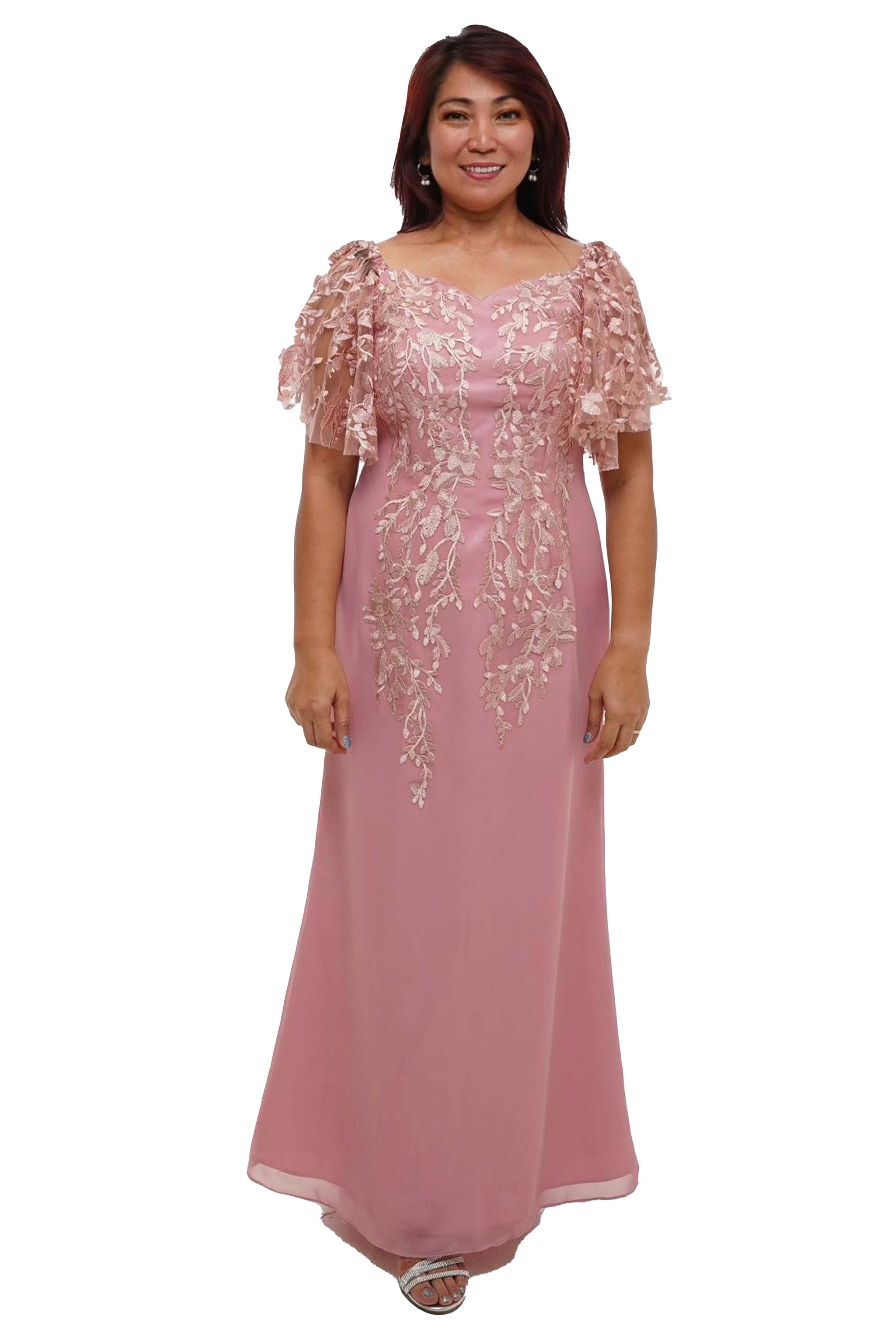 Lace Pink Premium Filipiniana Gown - Morie - ML778 Lace Pink Premium Filipiniana Gown - Morie - ML778