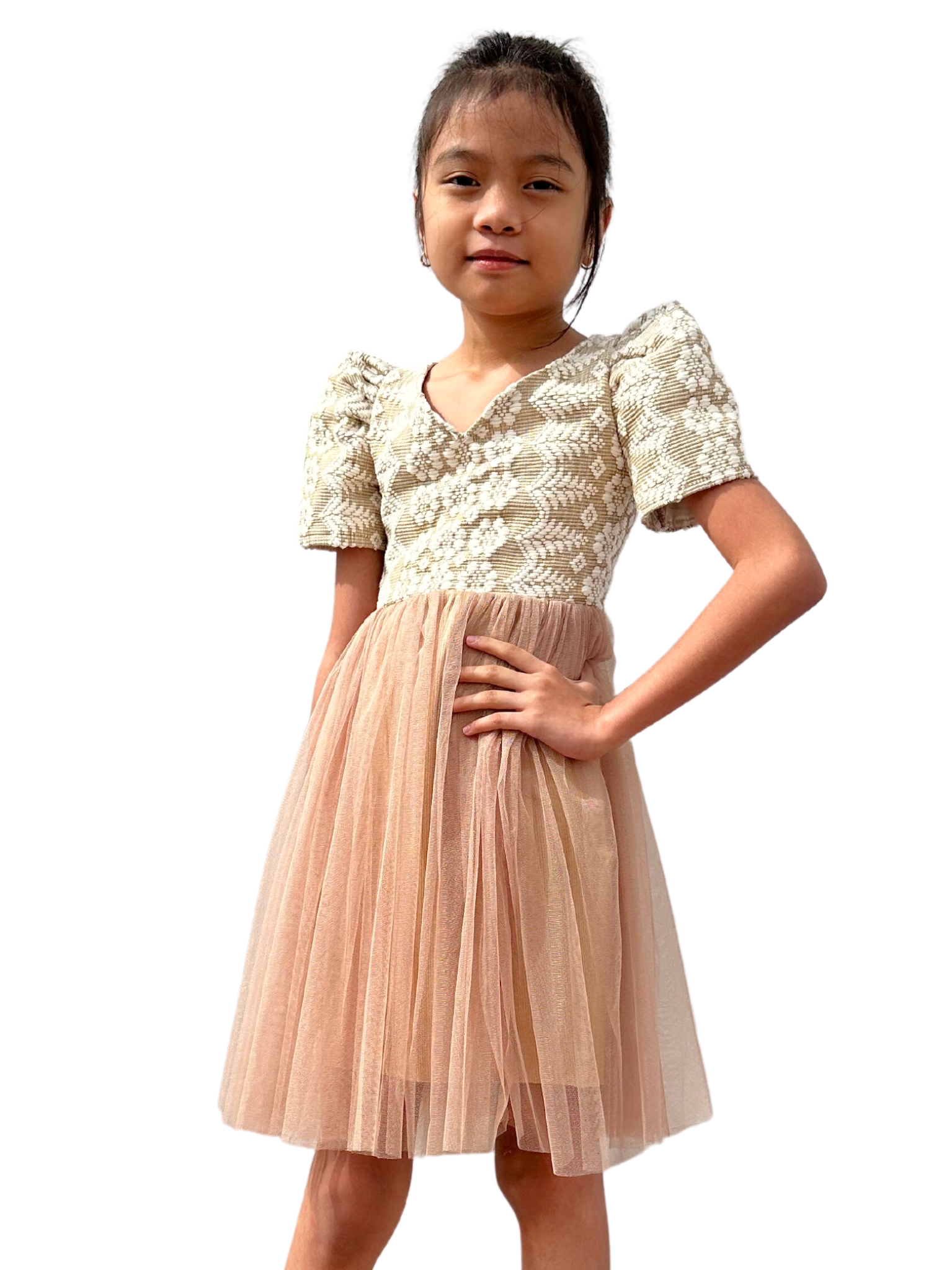 BAPTISMAL FILIPINIANA DRESS Set for Baby Girls with Inner Lining Philippine National Costume Barong Tagalog Formal Dress popular - Beige