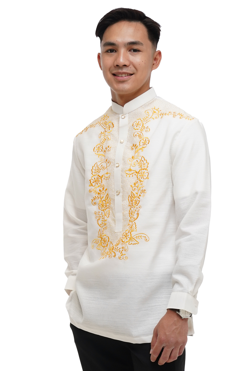 Jusi White Chinese Collar Modern Barong Tagalog - Raffy - JS129 ...