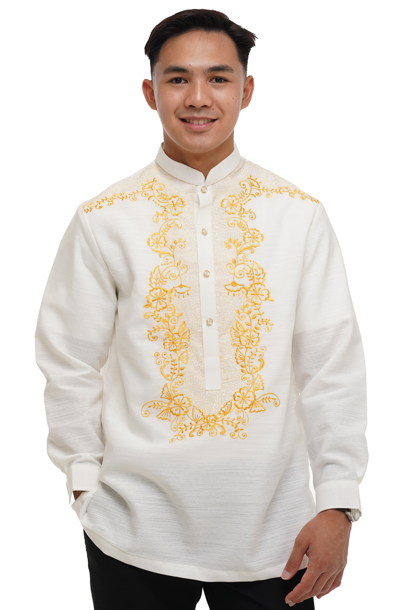 Jusi White Chinese Collar Modern Barong Tagalog - Raffy - JS129 ...