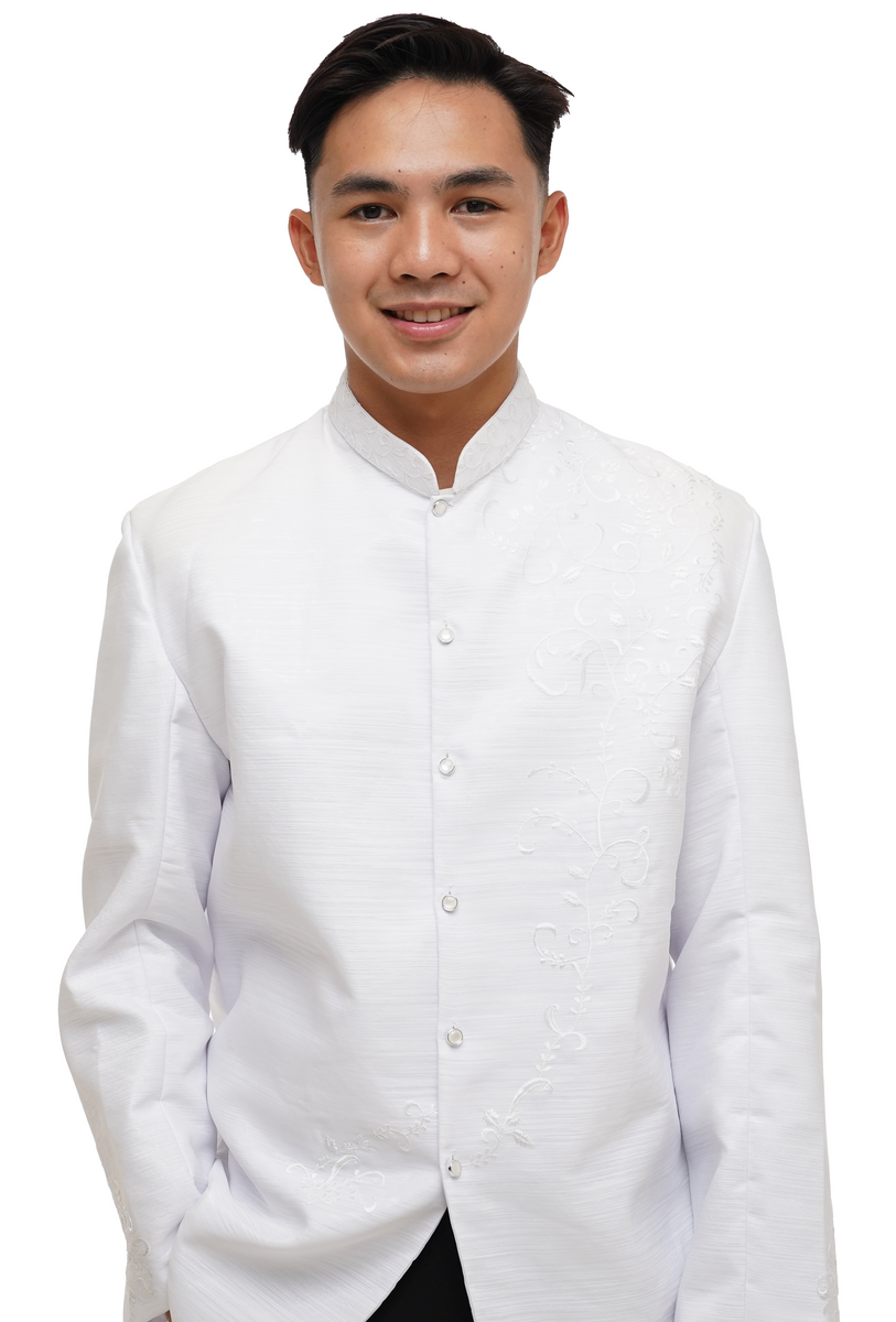 Cocoon White Premium Barong Tagalog Coat - Evan - JS43 – Barong World