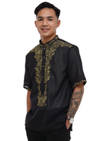 Jusi Black Short Sleeved Barong Tagalog - Edward - JV111