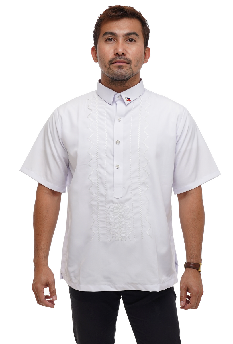 Hugo White Short Office Barong Tagalog - Louis - JV213 – Barong World