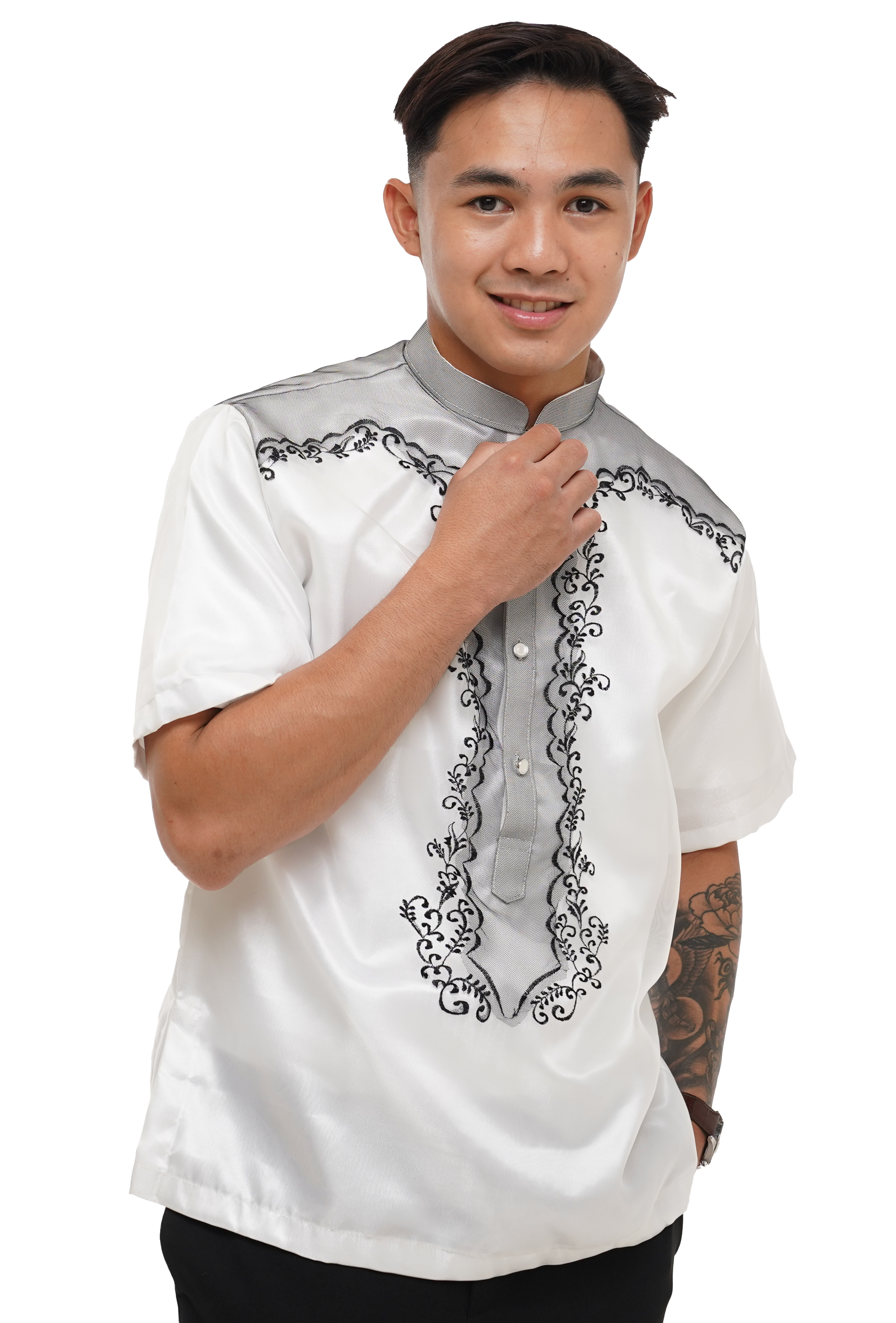 White Cultural Short Sleeves Barong Tagalog 