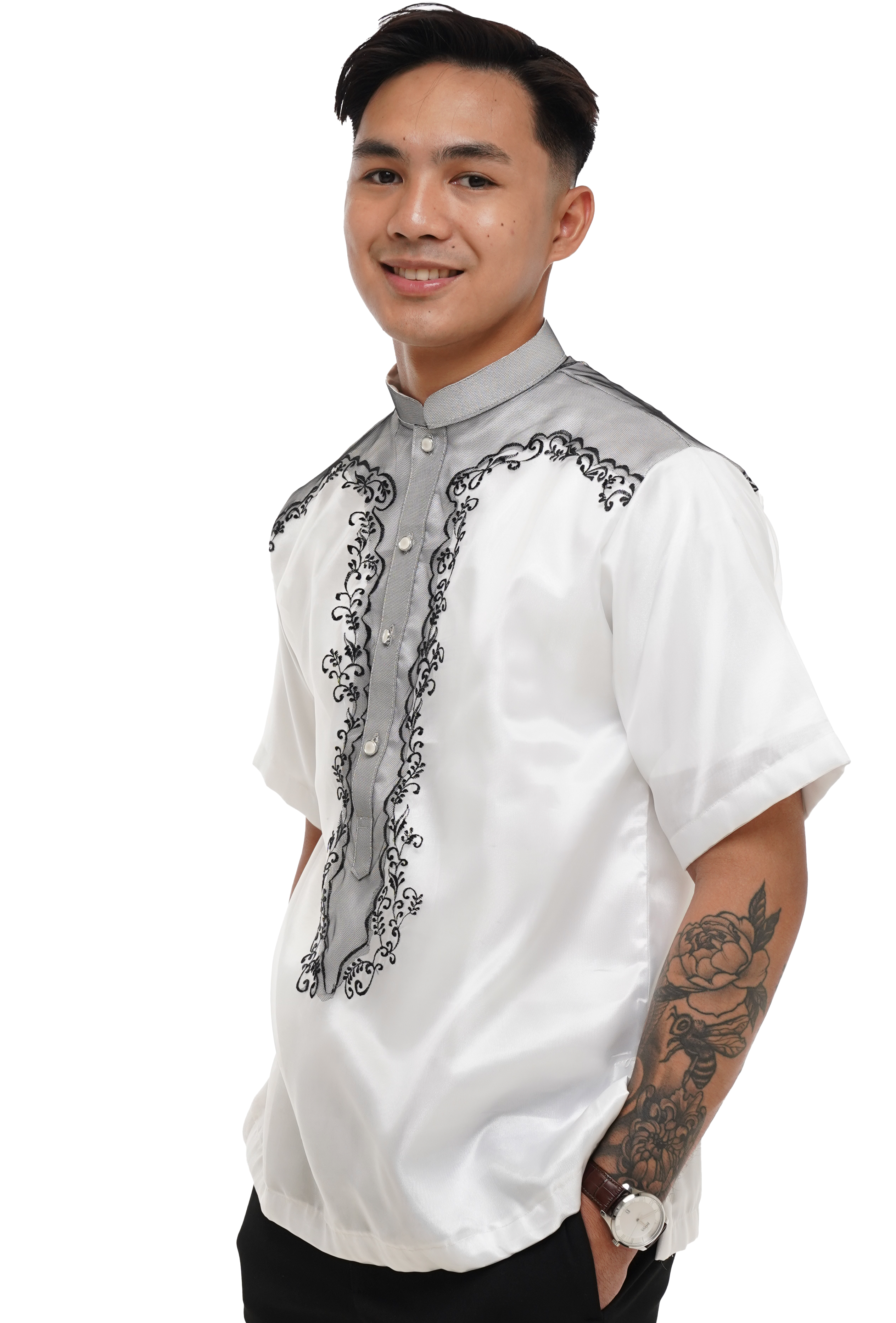 White Organza Short Sleeves Barong 