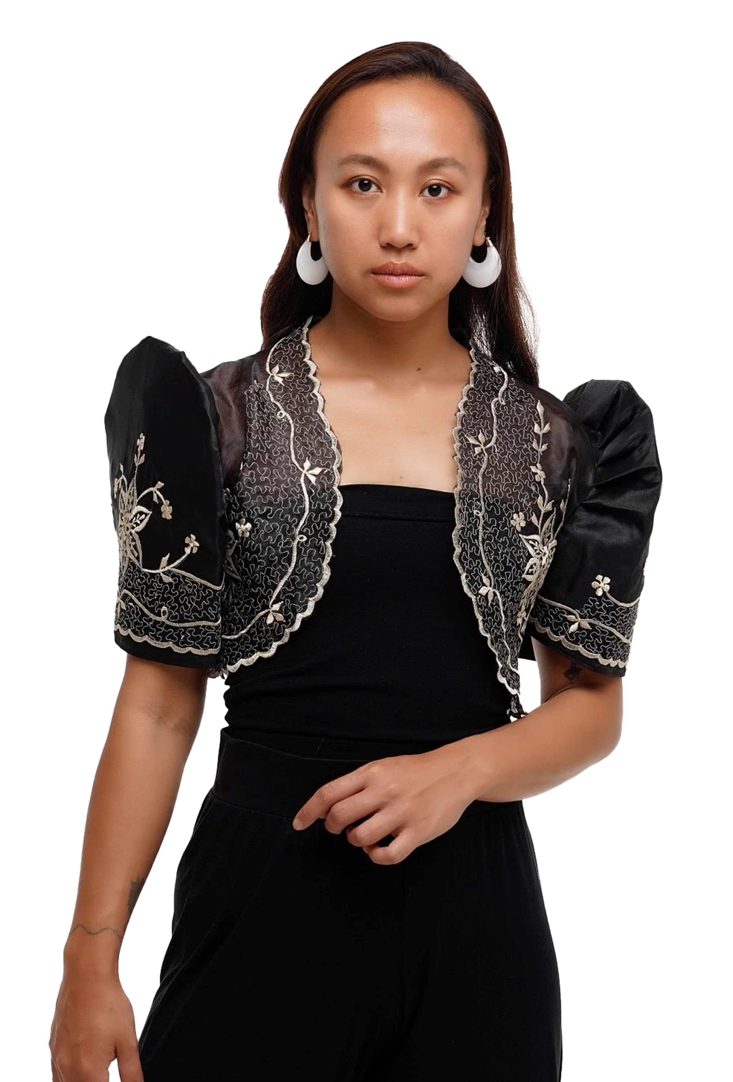 Black Organza Filipiniana Bolero