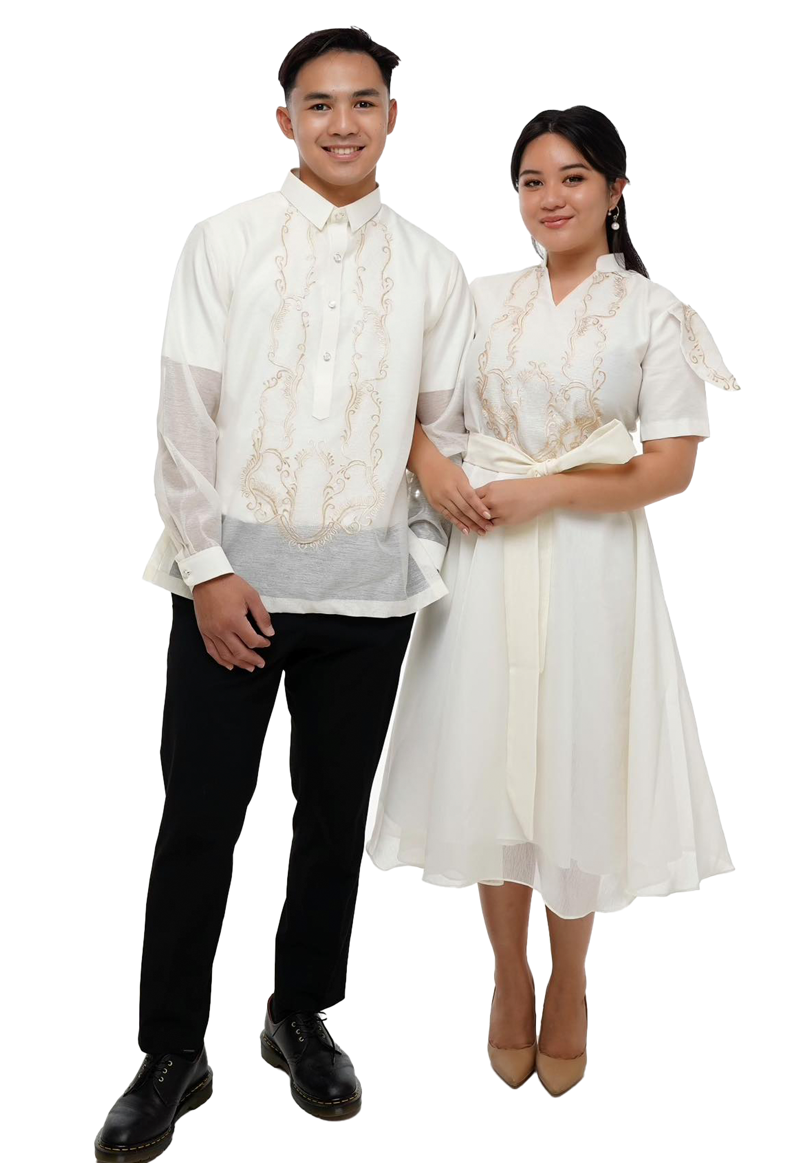 White Jusilyn Fabric Barong Tagalog Set