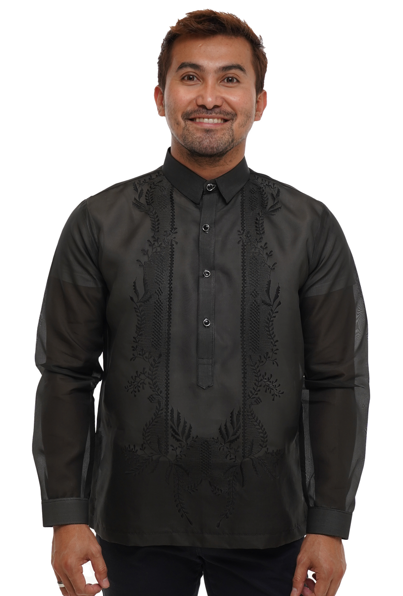 Premium Black Elegant Barong Tagalog - Paul - JV789 – Barong World