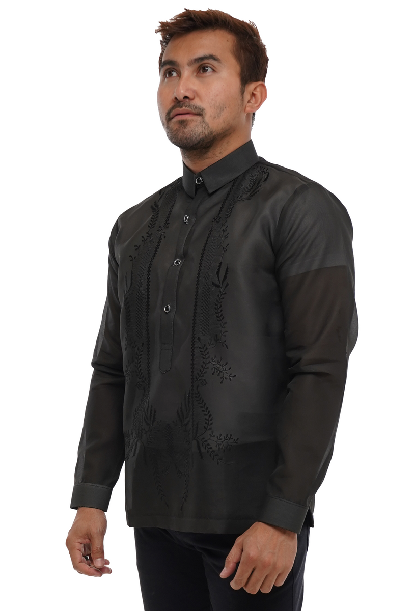 Premium Black Elegant Barong Tagalog - Paul - JV789 – Barong World