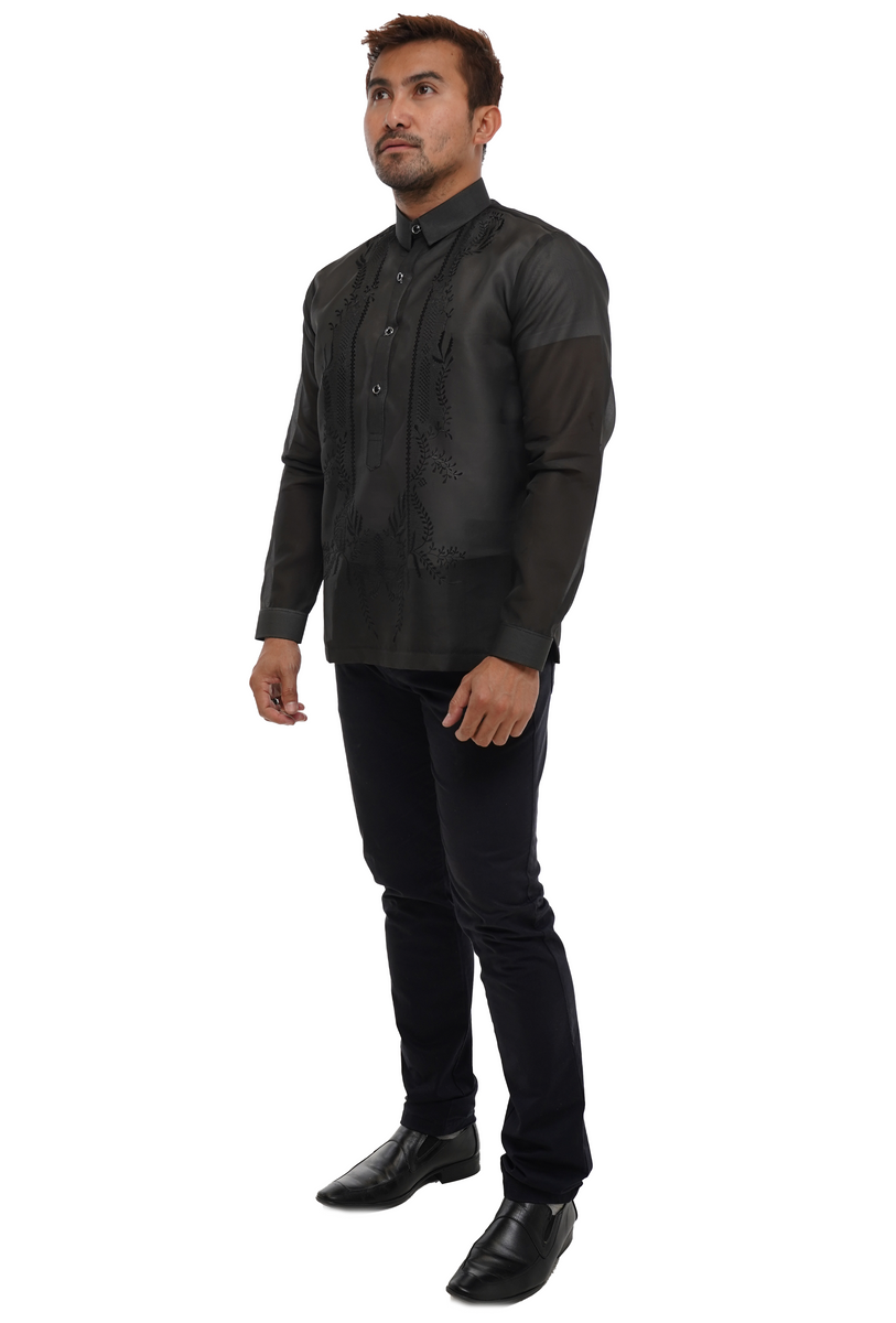 Premium Black Elegant Barong Tagalog - Paul - JV789 – Barong World