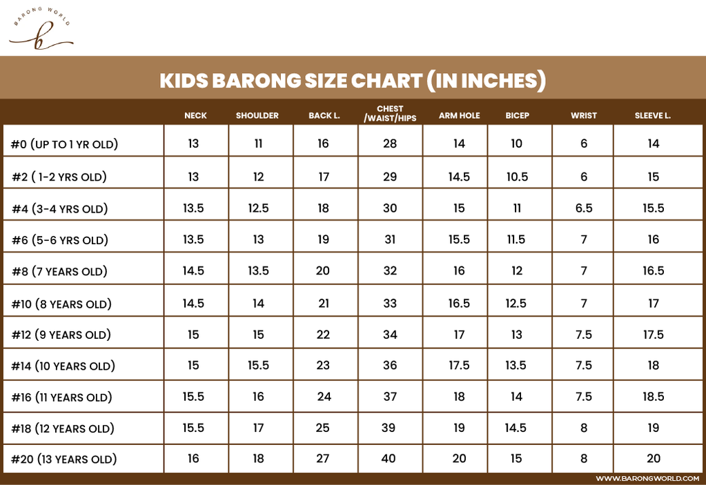 Kids Size Chart