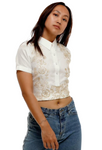 White Barong Crop Top for Office Wear