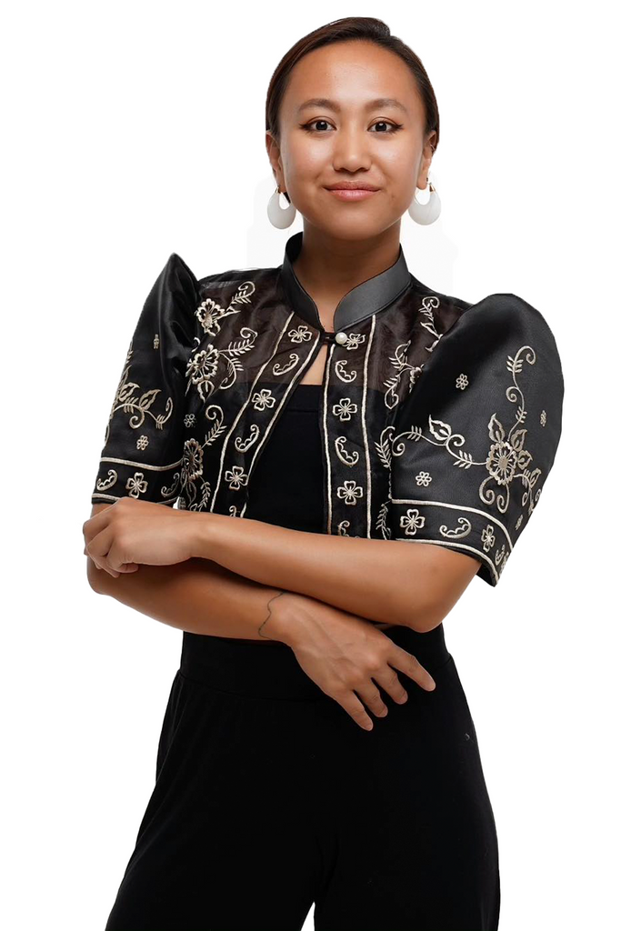 Filipiniana Bolero Silk Sleeves Black