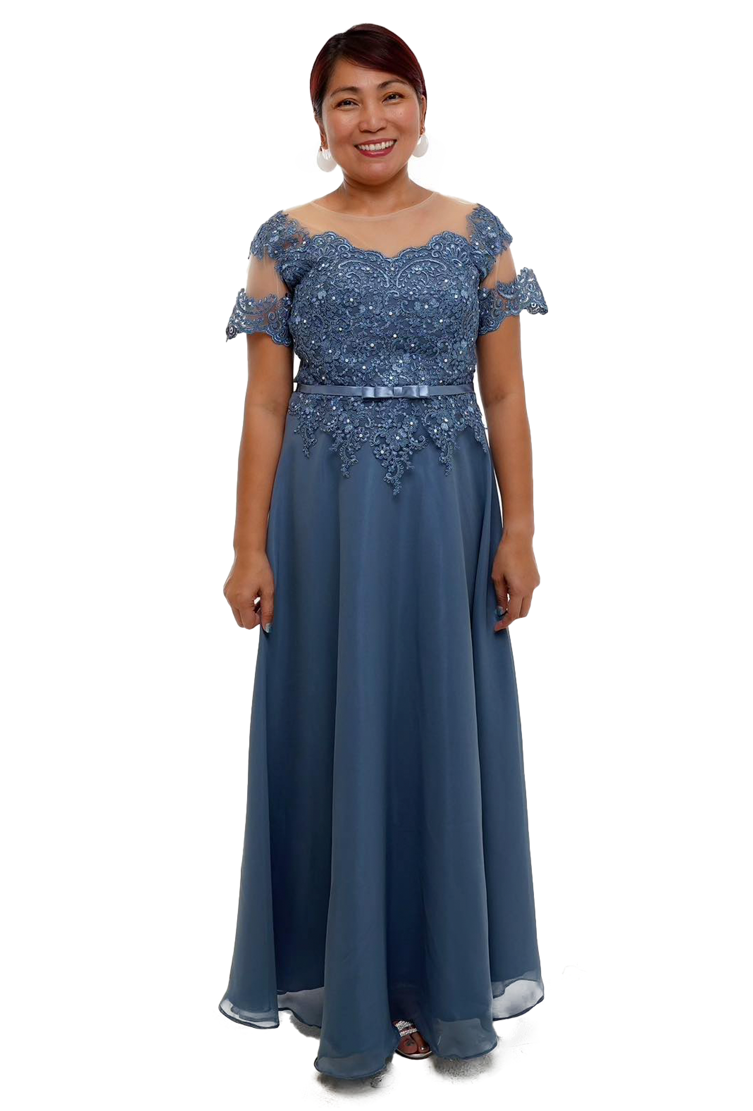 Full Lace Top Regal Blue Modern Filipiniana Dress
