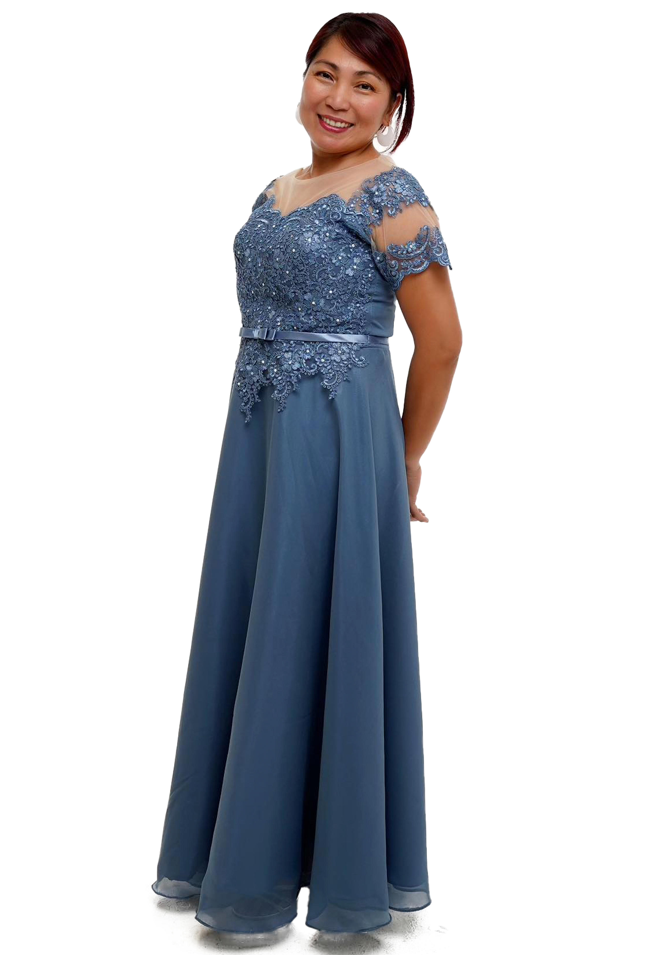 Blue Lace Ninang Filipiniana Dress