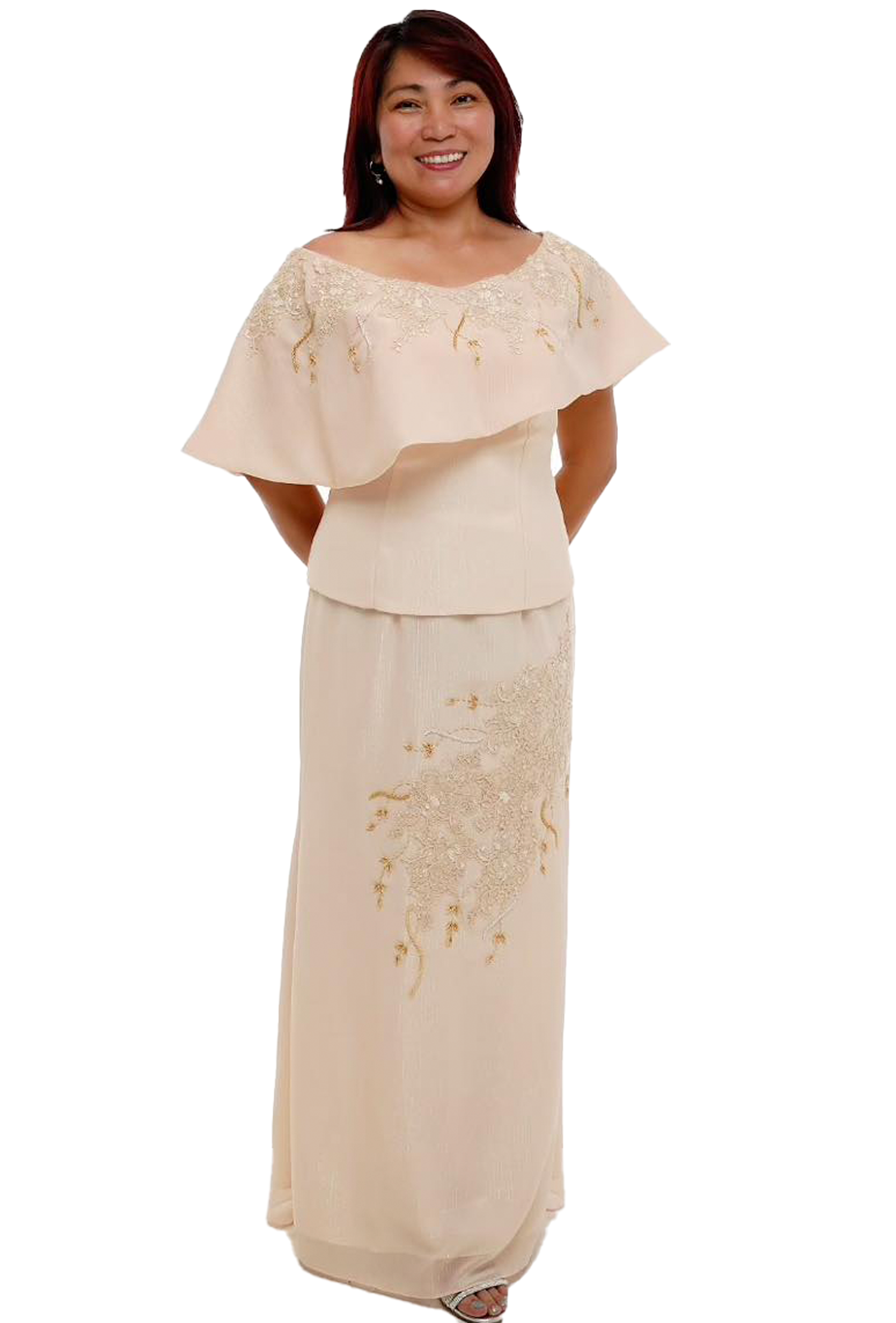 Off-shoulder Filipiniana Ninang Dress