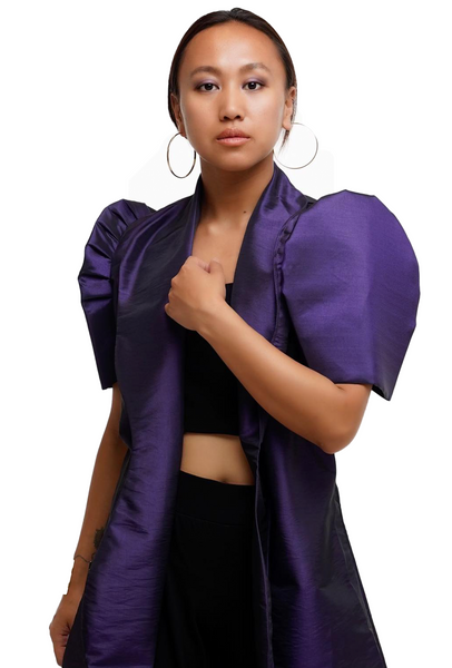 Blue Satin Filipiniana Coat