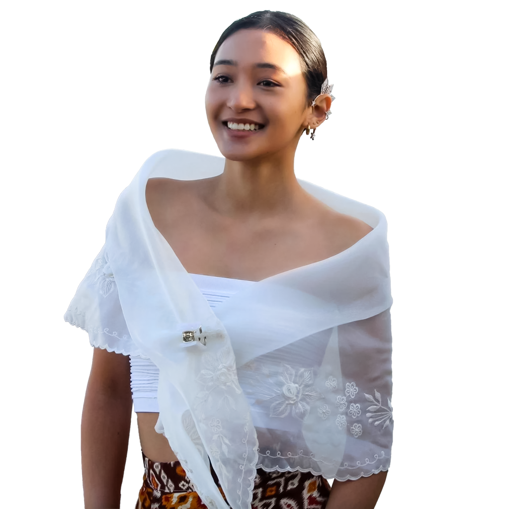 White Premium Filipiniana Alampay Marie MRA02 Barong World