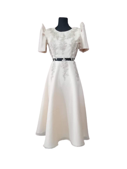 Premium Modern Filipiniana Duchess Midi Dress For Sale