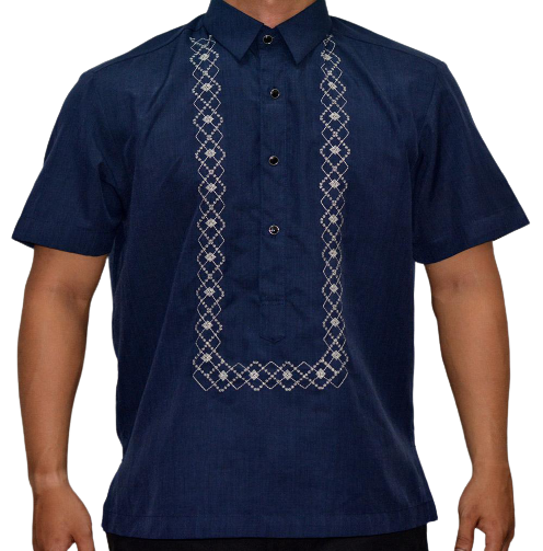 Hugo Navy Blue Short Sleeves Barong Tagalog